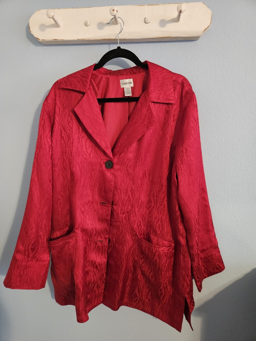 Chico's Red Satin Blazer Jacket